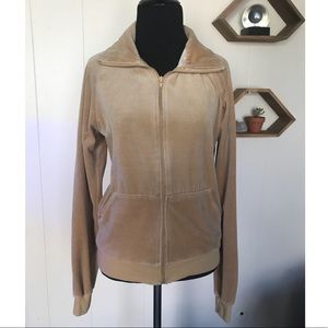 Tan velour zip up jacket
